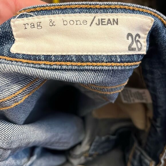 Rag and Bone Destroyed Heavily Distressed Ripped Kennedy Blue Denim Jeans - Picture 16 of 16